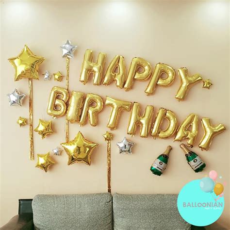 Jual Simple Gold Star Dekorasi Hbd Set Balon Foil Bintang Dekorasi