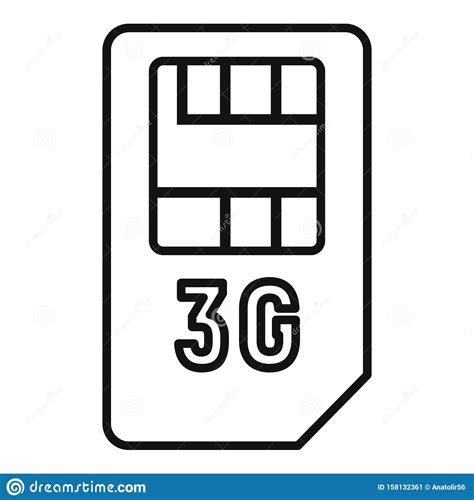 Icono De Tarjeta Sim De 3g Estilo De Esquema Ilustración del Vector