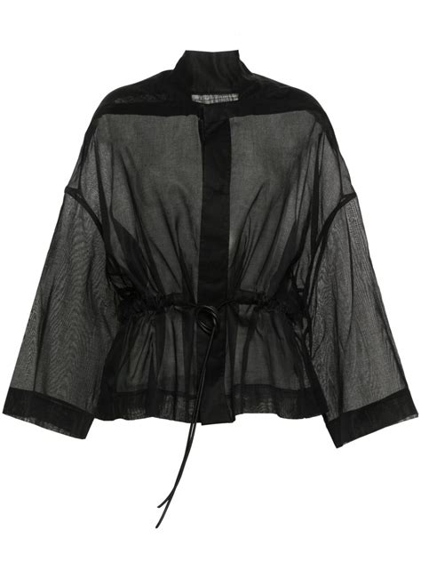 Rick Owens Sail Semi Sheer Jacket In Black Modesens