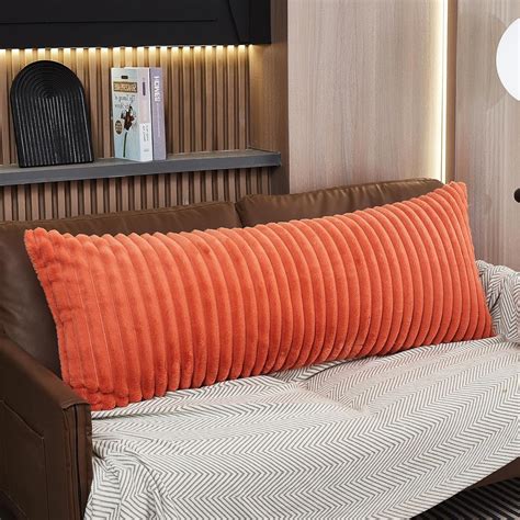 Amazon.com: WERDIM Dusty Orange Vertical Striped Body Pillow Cover ...