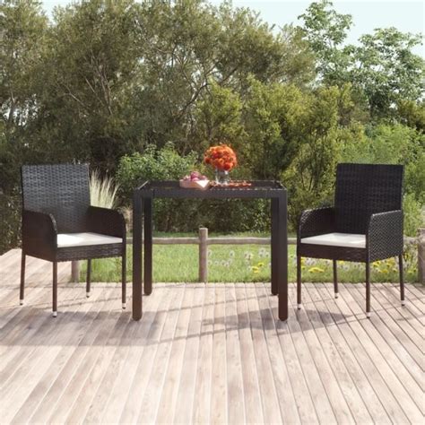 Zerodis Table De Jardin Dessus En Verre Noir X X Cm R Sine Tress E