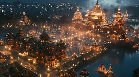 Premium Photo | Ram Mandir Ayodhya Aerial Decorative View