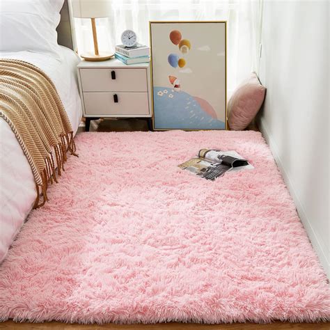 Ophanie Light Pink Area Rugs For Bedroom Girls Fluffy