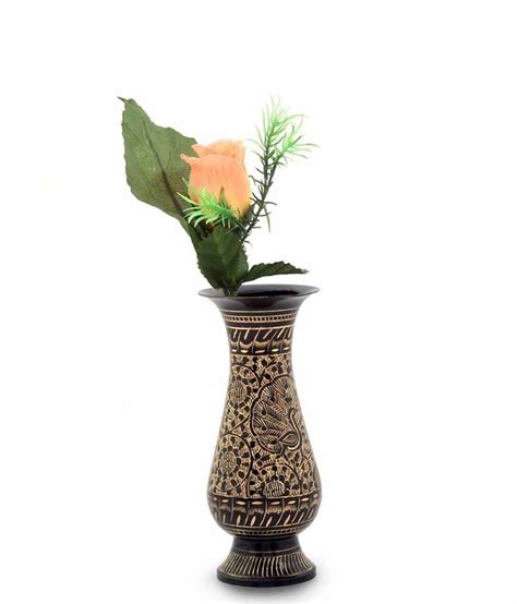 Shree Sai Handicraft Black Brass Metal Flower Pot Antique Golden