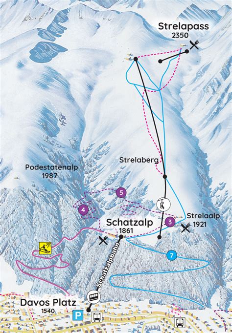 Schatzalp Strela Davos Trail Map Piste Map Panoramic Mountain Map