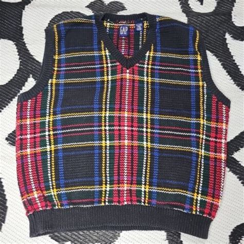 Gap Vintage Window Pane Plaid Sweater Vest Kid Core 80s 90s Unisex