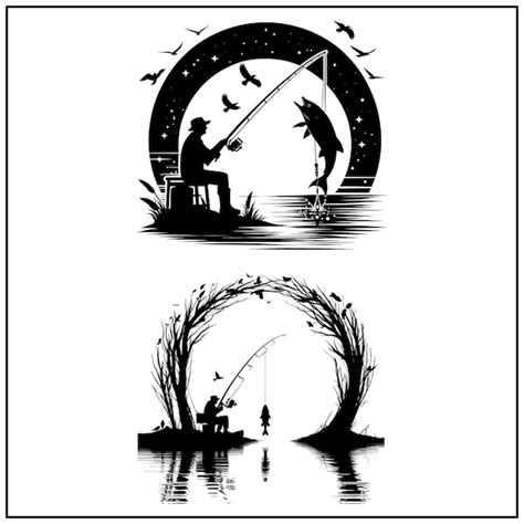 Premium Vector Fishing Vector Bundle File Black And White Fishing