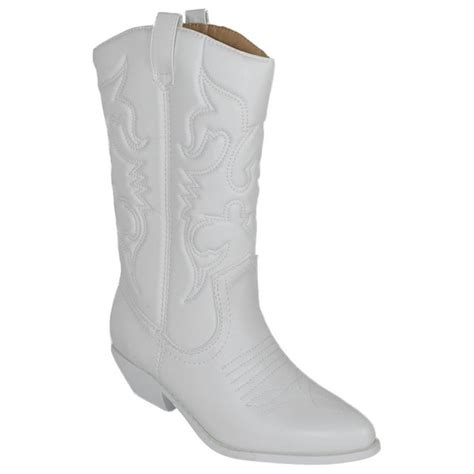 Soda Women Cowgirl Cowboy Western Stitched Boots Pointy Toe Knee High Reno S All White 65