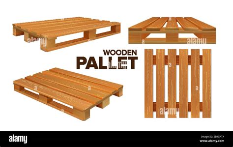 Wooden Pallet Different Size Collection Set Vector Stock Vector Image