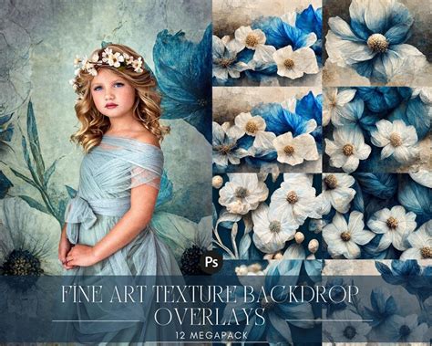 Fine Art Textures 12 Photoshop Overlays Floral Layer Photo Etsy