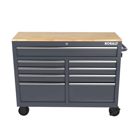 Kobalt 46.1-in L x 37.2-in H 9-Drawers Rolling Gray Wood Work Bench 19227 at Lowes.com