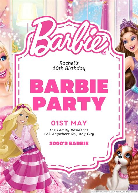 22 Barbie Canva Birthday Invitation Templates Barbie Invitations