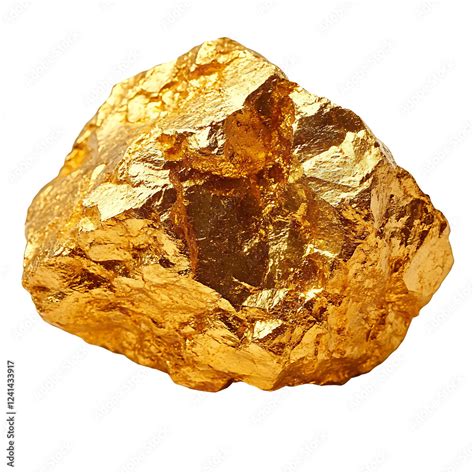 Raw Gold Nugget Rock Specimen Displaying Its Natural Shiny Texture And