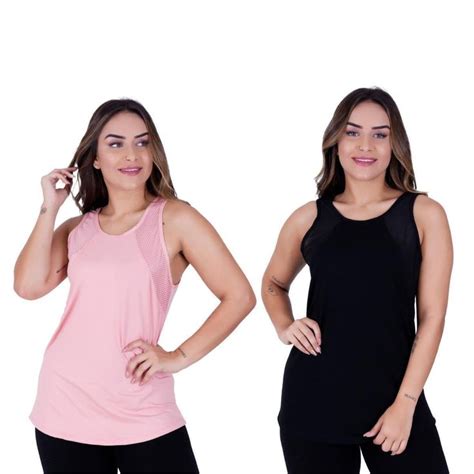 Kit 2 Regata Feminina Camiseta Academia Tapa Bumbum Fitness Detalhe