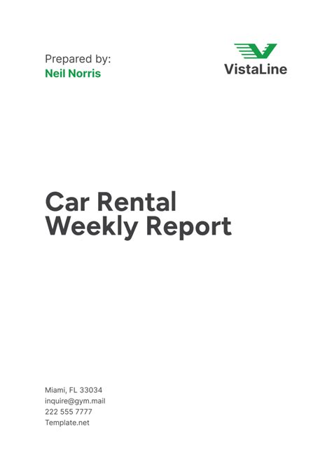 Free Car Rental Weekly Report Template to Edit Online