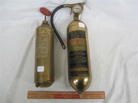 Lot Of 2 Brass Antique Fire Extinguishers Schmalz Auctions