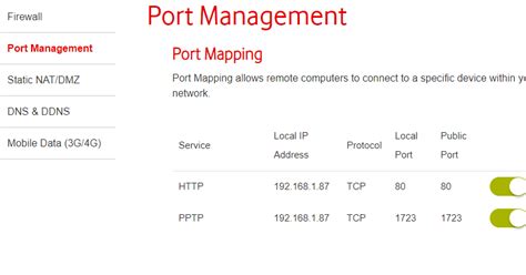 Vodafone Router Configuration for Incoming Connection and other Services