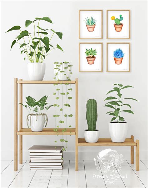 Cactus Painting Succulent Watercolor Art Set Plant Wall Art Cute