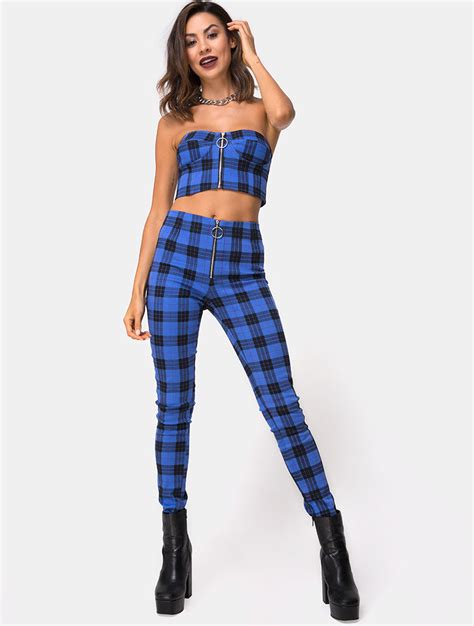 Jolim Tapered Trouser In Tartan Blue