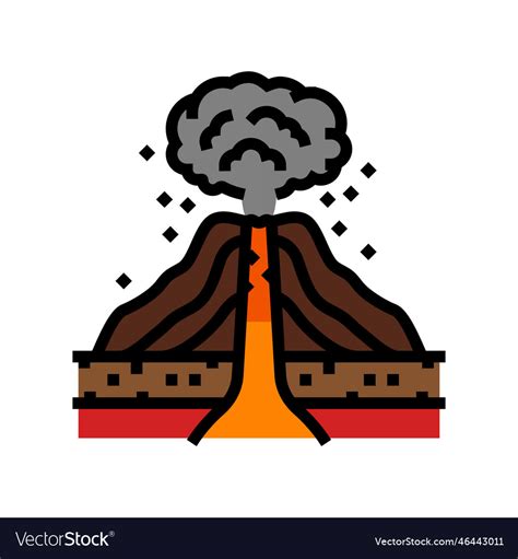 Explosive Eruption Lava Color Icon Royalty Free Vector Image