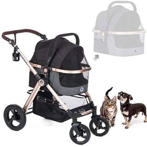 Luxury 3-in-1 Pet Stroller for Small/Medium Dogs & Cat | Black Carrier ...