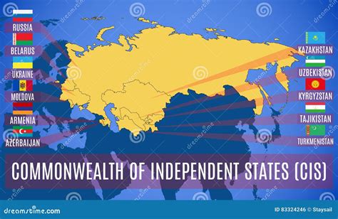 Schematic Map Of The Commonwealth Of Independent States CIS Stock