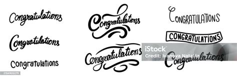 Collection Of Congratulation Text Lettering Stock Illustration