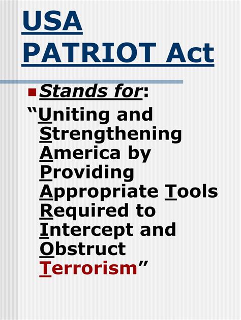 Ppt The Usa Patriot Act Powerpoint Presentation Free Download Id