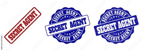 Secret Agent Grunge Stamp Seals In Red And Blue Colors Vector Secret