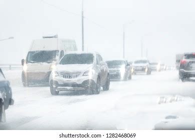 Dangerous Winter Road Conditions On Highway Stock Photo 1282468069