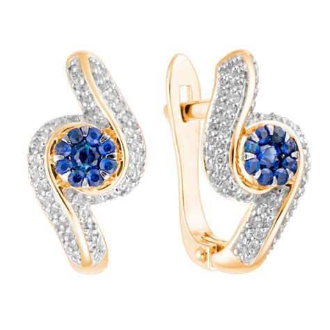 Золотые серьги с сапфирами и бриллиантами - купить с доставкой по ...
