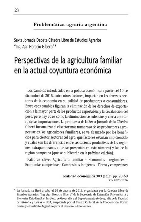 Pdf Perspectivas De La Agricultura Familiar En La Actual En La