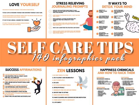 140 Self Care Tips Mental Health Infographics Self Help Etsy