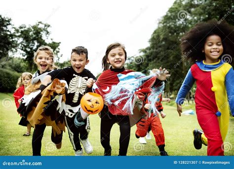 Little Kids at a Halloween Party Stock Image - Image of holiday ...