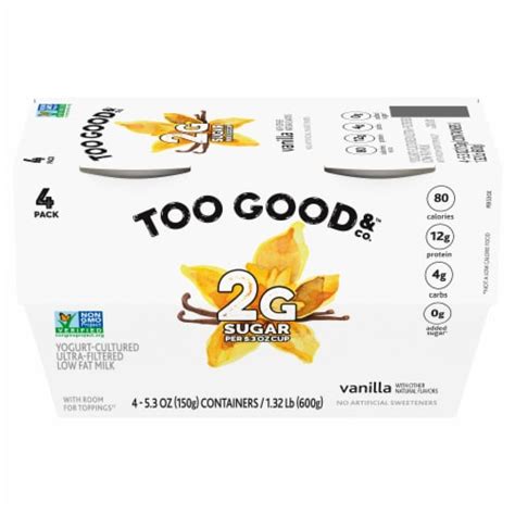 Two Good™ Vanilla Lowfat Greek Yogurt Cup 4 Ct 5 3 Oz Smith’s Food And Drug