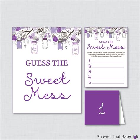 Mason Jar Baby Shower Diaper Candy Bar Game Printable Guess Etsy