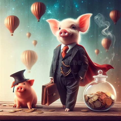 Business Pig in a Suit, Fantasy Art Stock Illustration - Illustration ...