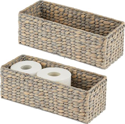 Amazon Mdesign Woven Hyacinth Narrow Bathroom Toilet Roll Holder