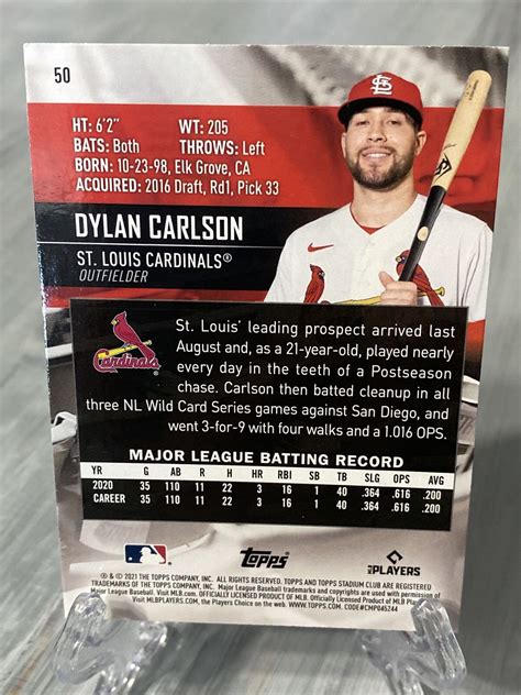 Topps Stadium Club Dylan Carlson Black Foil Parallel Rookie Card