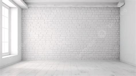 An Empty White Room With Brick Walls Background D Illustration White