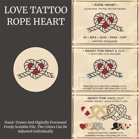 Love Tattoo Rope Heart Cricut Masterbundles