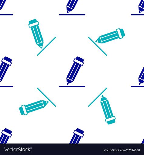 Blue pencil with eraser icon isolated seamless Vector Image