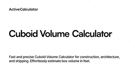 Cuboid Volume Calculator - Calculate Cubic Volume Easily ...