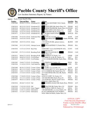 Fillable Online Pueblo County Sheriff S Office General Order Policies