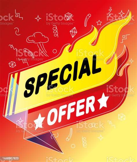 Special Offer Sale Banner In Flaming Hot Background With Doodle Design