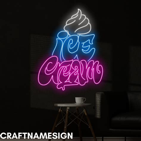 Ice Cream Neon Sign Ice Cream Led Sign Craft Name Sign