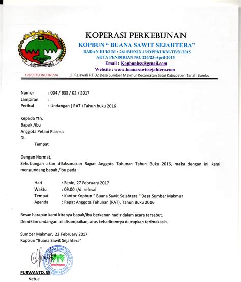 Contoh Surat Undangan Rapat Anggota Koperasi Contoh Surat Images And