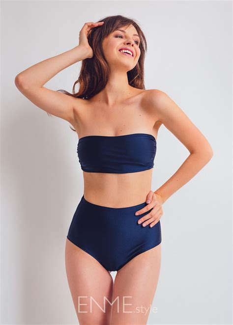 Navy Blue Bandeau Bikini Top Etsy