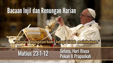 Selasa Pekan II Prapaskah Bacaan Injil Dan Renungan Harian