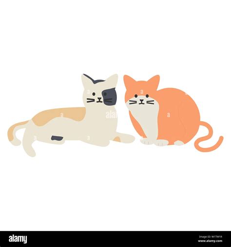 Cute Cats Mascots Adorables Characters Vector Illustration Design Stock